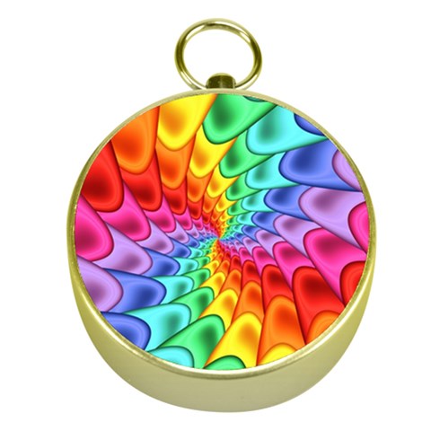 Psychedelic Rainbow Spiral Gold Compass from ArtsNow.com Front