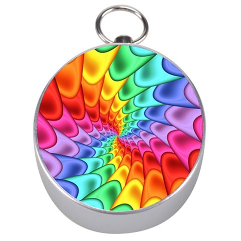 Psychedelic Rainbow Spiral Silver Compass from ArtsNow.com Front