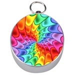 Psychedelic Rainbow Spiral Silver Compass