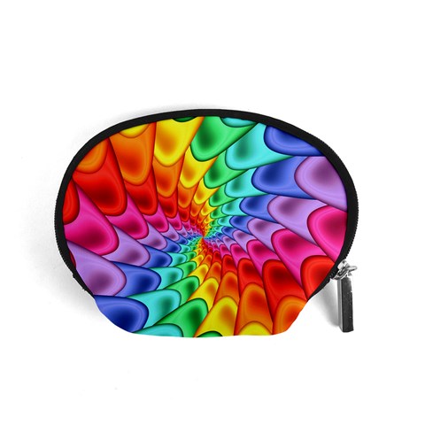 Psychedelic Rainbow Spiral Accessory Pouch (Small) from ArtsNow.com Front