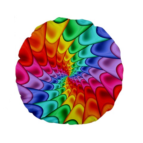 Psychedelic Rainbow Spiral Standard 15  Premium Flano Round Cushion  from ArtsNow.com Front