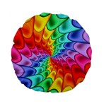 Psychedelic Rainbow Spiral Standard 15  Premium Flano Round Cushion 