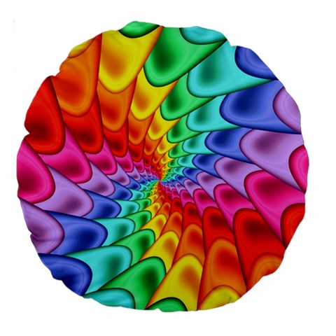 Psychedelic Rainbow Spiral Large 18  Premium Flano Round Cushion  from ArtsNow.com Front