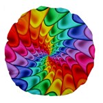 Psychedelic Rainbow Spiral Large 18  Premium Flano Round Cushion 