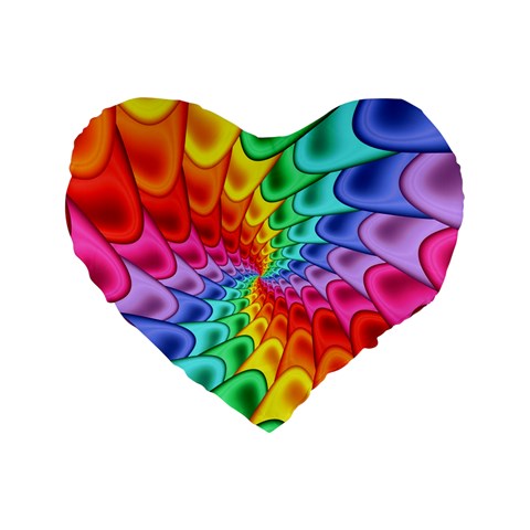 Psychedelic Rainbow Spiral Standard 16  Premium Flano Heart Shape Cushion  from ArtsNow.com Front