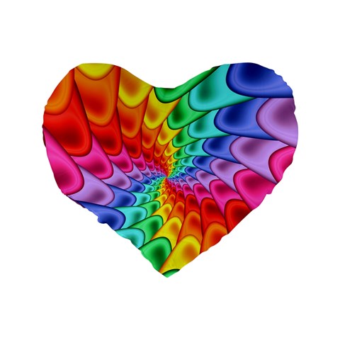 Psychedelic Rainbow Spiral Standard 16  Premium Flano Heart Shape Cushion  from ArtsNow.com Back