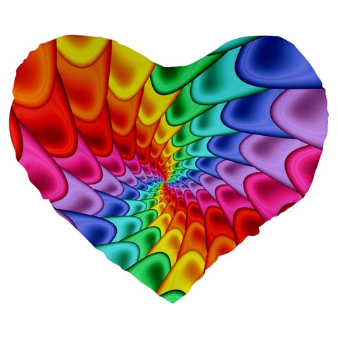 Psychedelic Rainbow Spiral Large 19  Premium Flano Heart Shape Cushion from ArtsNow.com Front