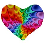 Psychedelic Rainbow Spiral Large 19  Premium Flano Heart Shape Cushion