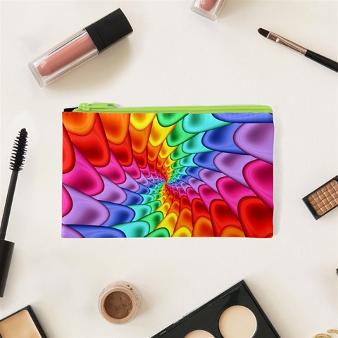 Psychedelic Rainbow Spiral Cosmetic Bag (XS) from ArtsNow.com Front