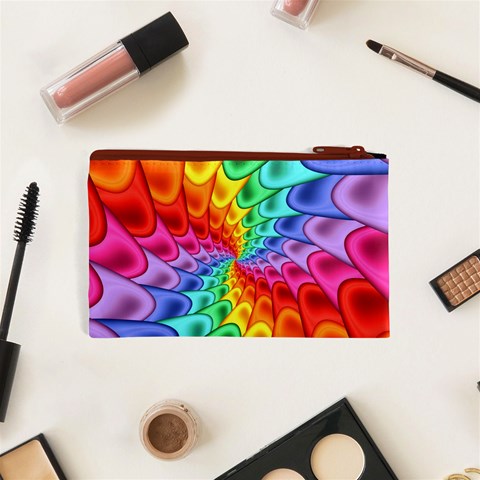 Psychedelic Rainbow Spiral Cosmetic Bag (XS) from ArtsNow.com Back