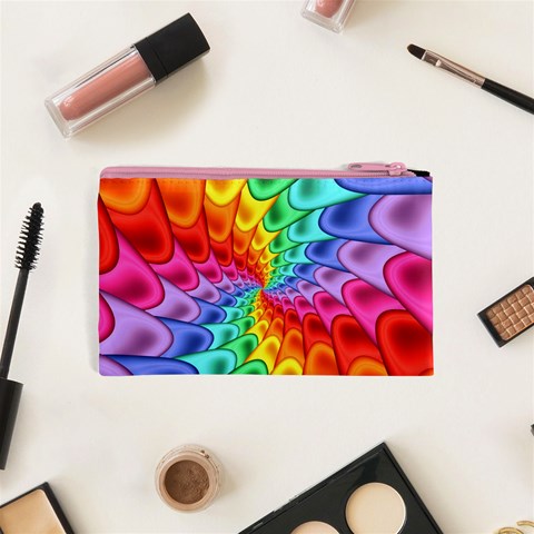 Psychedelic Rainbow Spiral Cosmetic Bag (XS) from ArtsNow.com Back