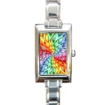 Psychedelic Rainbow Spiral Rectangle Italian Charm Watch