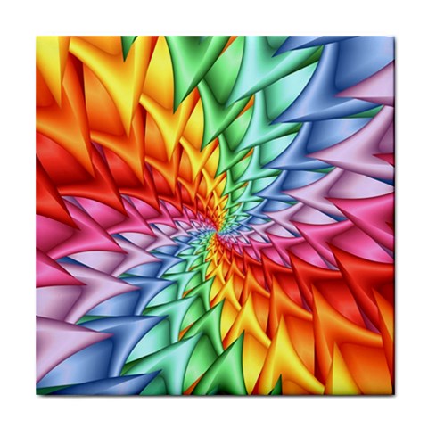 Psychedelic Rainbow Spiral Tile Coaster from ArtsNow.com Front