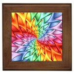 Psychedelic Rainbow Spiral Framed Tile