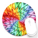 Psychedelic Rainbow Spiral Round Mousepad