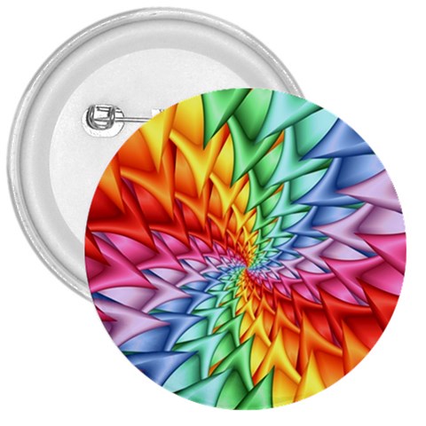 Psychedelic Rainbow Spiral 3  Button from ArtsNow.com Front