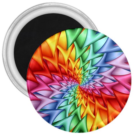 Psychedelic Rainbow Spiral 3  Magnet from ArtsNow.com Front