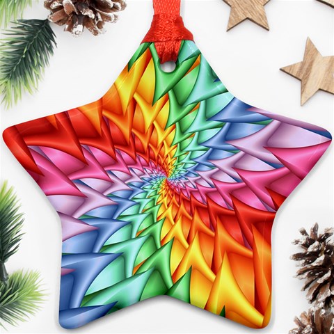 Psychedelic Rainbow Spiral Ornament (Star) from ArtsNow.com Front