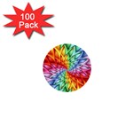 Psychedelic Rainbow Spiral 1  Mini Button (100 pack) 