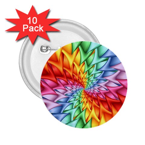 Psychedelic Rainbow Spiral 2.25  Button (10 pack) from ArtsNow.com Front