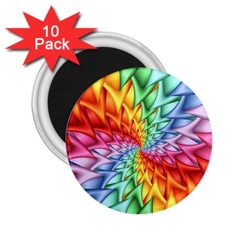 Psychedelic Rainbow Spiral 2.25  Magnet (10 pack) from ArtsNow.com Front