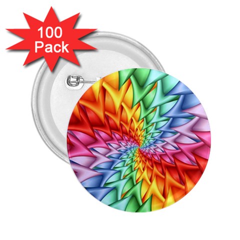 Psychedelic Rainbow Spiral 2.25  Button (100 pack) from ArtsNow.com Front