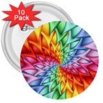 Psychedelic Rainbow Spiral 3  Button (10 pack)