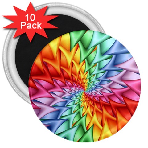 Psychedelic Rainbow Spiral 3  Magnet (10 pack) from ArtsNow.com Front