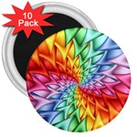 Psychedelic Rainbow Spiral 3  Magnet (10 pack)