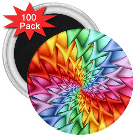 Psychedelic Rainbow Spiral 3  Magnet (100 pack) from ArtsNow.com Front