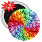 Psychedelic Rainbow Spiral 3  Magnet (100 pack)