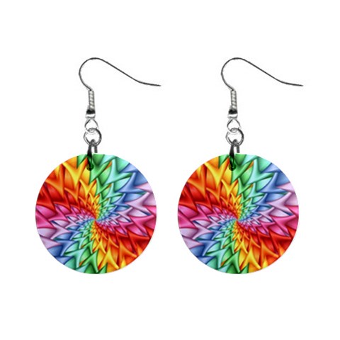 Psychedelic Rainbow Spiral 1  Button Earrings from ArtsNow.com Front