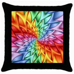 Psychedelic Rainbow Spiral Throw Pillow Case (Black)