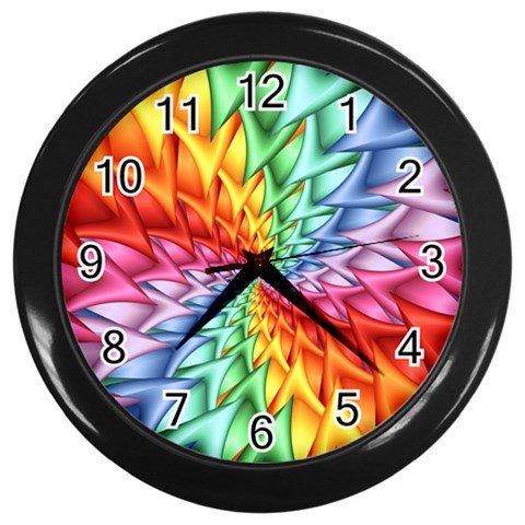 Psychedelic Rainbow Spiral Wall Clock (Black) from ArtsNow.com Front