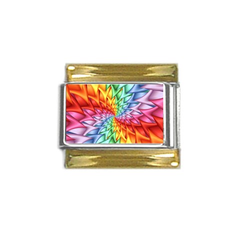 Psychedelic Rainbow Spiral Gold Trim Italian Charm (9mm) from ArtsNow.com Front