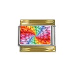 Psychedelic Rainbow Spiral Gold Trim Italian Charm (9mm)