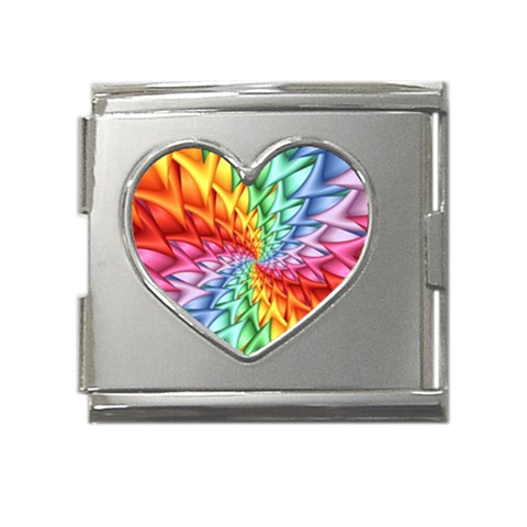 Psychedelic Rainbow Spiral Mega Link Heart Italian Charm (18mm) from ArtsNow.com Front