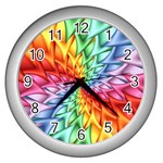 Psychedelic Rainbow Spiral Wall Clock (Silver)