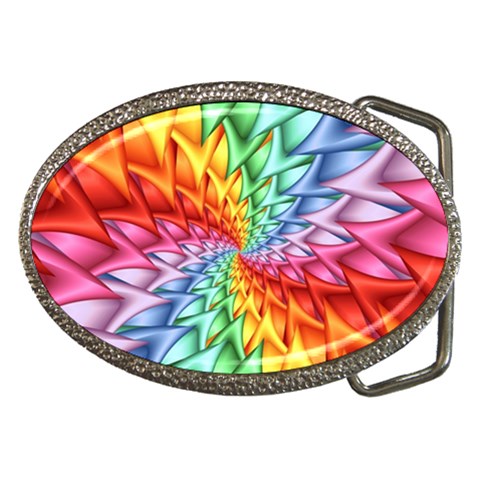 Psychedelic Rainbow Spiral Belt Buckle from ArtsNow.com Front