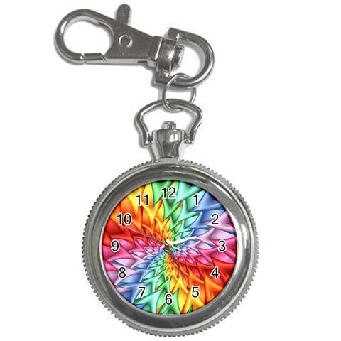 Psychedelic Rainbow Spiral Key Chain Watch from ArtsNow.com Front