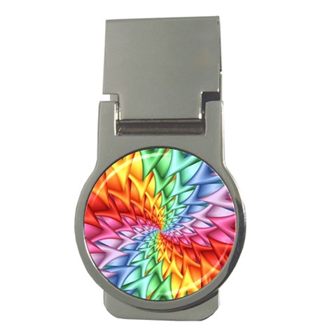 Psychedelic Rainbow Spiral Money Clip (Round) from ArtsNow.com Front