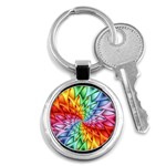 Psychedelic Rainbow Spiral Key Chain (Round)