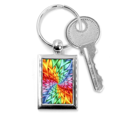 Psychedelic Rainbow Spiral Key Chain (Rectangle) from ArtsNow.com Front