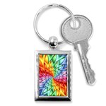 Psychedelic Rainbow Spiral Key Chain (Rectangle)