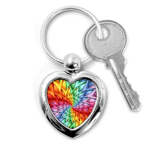 Psychedelic Rainbow Spiral Key Chain (Heart) from ArtsNow.com Front