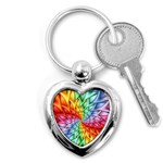 Psychedelic Rainbow Spiral Key Chain (Heart)