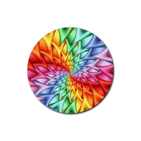 Psychedelic Rainbow Spiral Rubber Round Coaster (4 pack) from ArtsNow.com Front