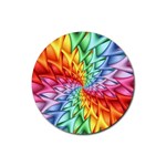 Psychedelic Rainbow Spiral Rubber Round Coaster (4 pack)