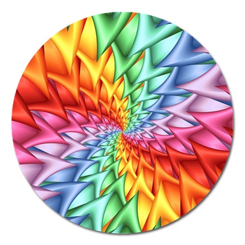 Psychedelic Rainbow Spiral Magnet 5  (Round) from ArtsNow.com Front