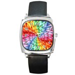 Psychedelic Rainbow Spiral Square Metal Watch